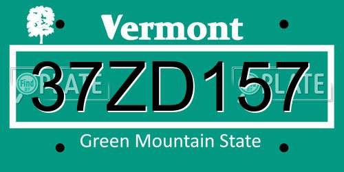 37ZD157 Vermont License Plate