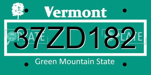 37ZD182 Vermont License Plate