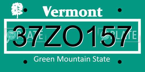 37ZO157 Vermont License Plate