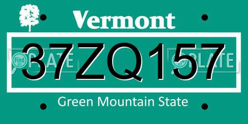 37ZQ157 Vermont License Plate