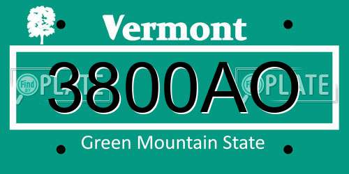 3800AO Vermont License Plate