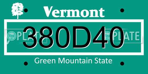 380D40 Vermont License Plate