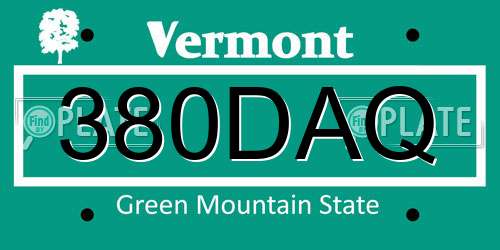 380DAQ Vermont License Plate