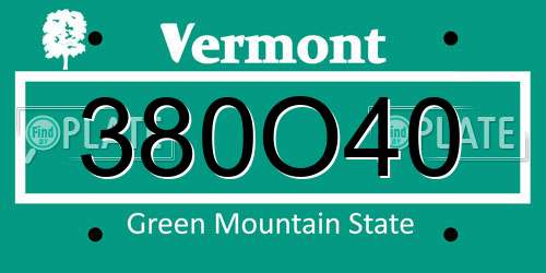 380O40 Vermont License Plate