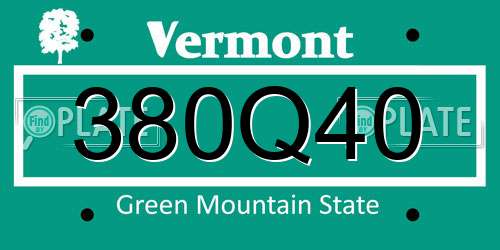 380Q40 Vermont License Plate