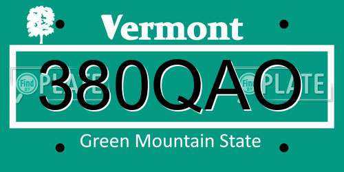 380QAO Vermont License Plate