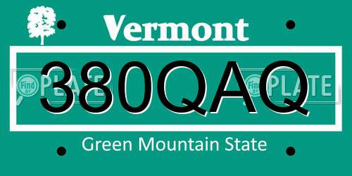 380QAQ Vermont License Plate