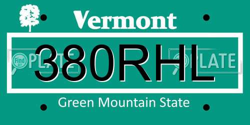 380RHL Vermont License Plate
