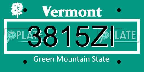 3815ZI Vermont License Plate