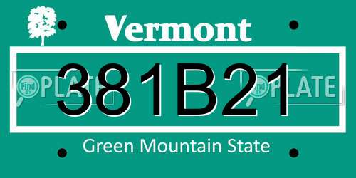 381B21 Vermont License Plate