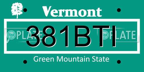381BTI Vermont License Plate