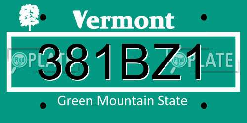 381BZ1 Vermont License Plate