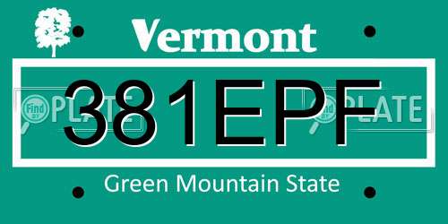 381EPF Vermont License Plate