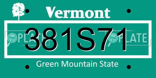 381S71 Vermont License Plate
