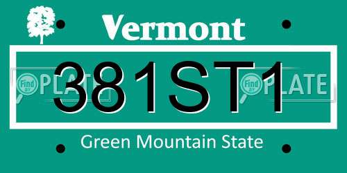 381ST1 Vermont License Plate