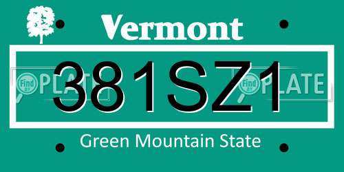381SZ1 Vermont License Plate