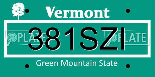 381SZI Vermont License Plate
