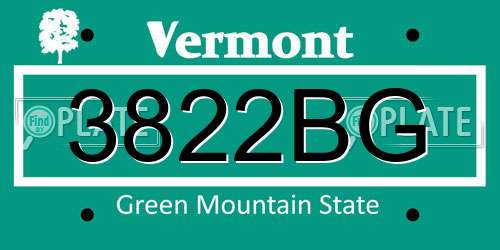 3822BG Vermont License Plate