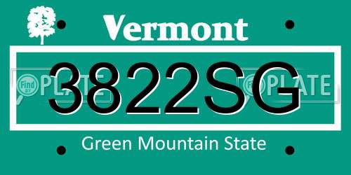 3822SG Vermont License Plate