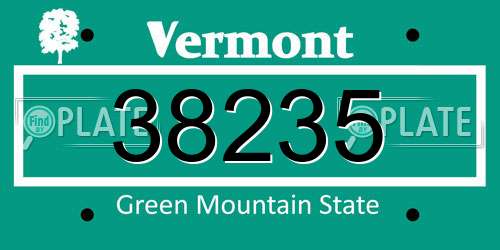 38235 Vermont License Plate