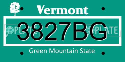 3827BG Vermont License Plate