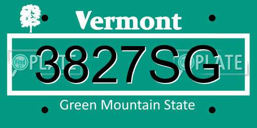 3827SG Vermont License Plate