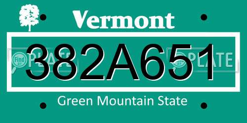 382A651 Vermont License Plate