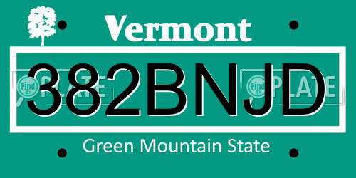 382BNJD Vermont License Plate