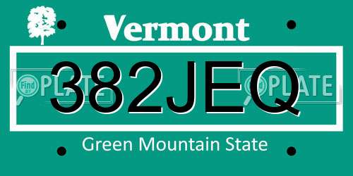 382JEQ Vermont License Plate
