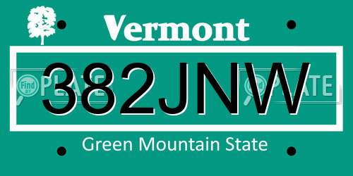 382JNW Vermont License Plate