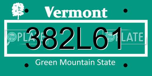 382L61 Vermont License Plate