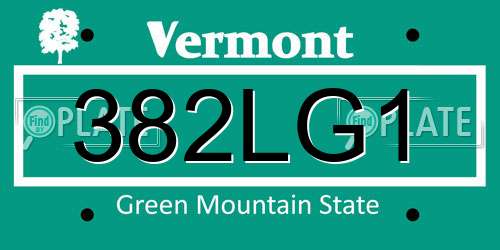382LG1 Vermont License Plate