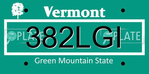 382LGI Vermont License Plate