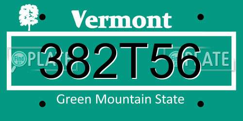382T56 Vermont License Plate