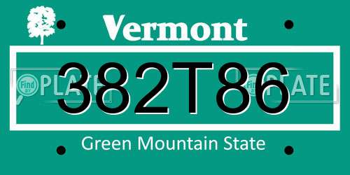 382T86 Vermont License Plate