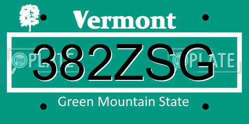 382ZSG Vermont License Plate