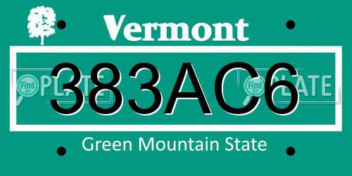 383AC6 Vermont License Plate