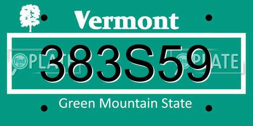 383S59 Vermont License Plate