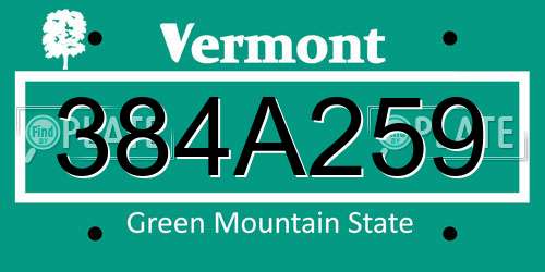 384A259 Vermont License Plate