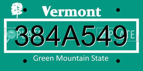 384A549 Vermont License Plate