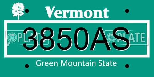 3850AS Vermont License Plate