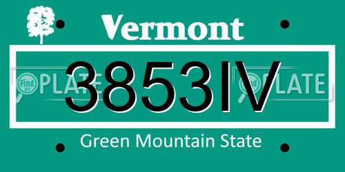 3853IV Vermont License Plate