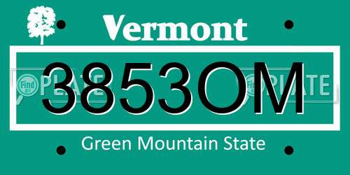 3853OM Vermont License Plate