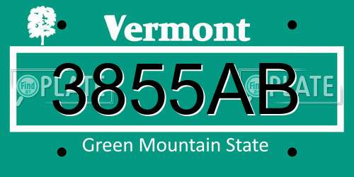 3855AB Vermont License Plate