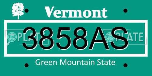 3858AS Vermont License Plate
