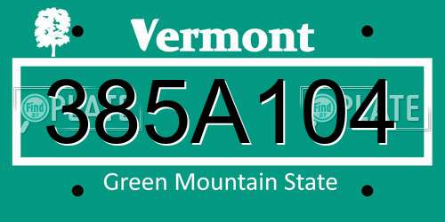 385A104 Vermont License Plate