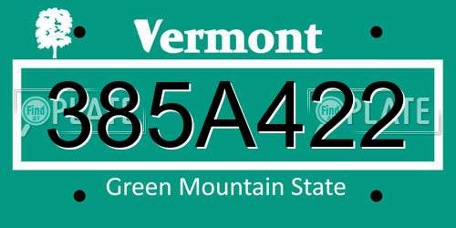 385A422 Vermont License Plate