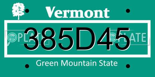 385D45 Vermont License Plate