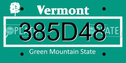 385D48 Vermont License Plate