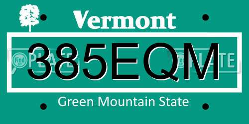 385EQM Vermont License Plate